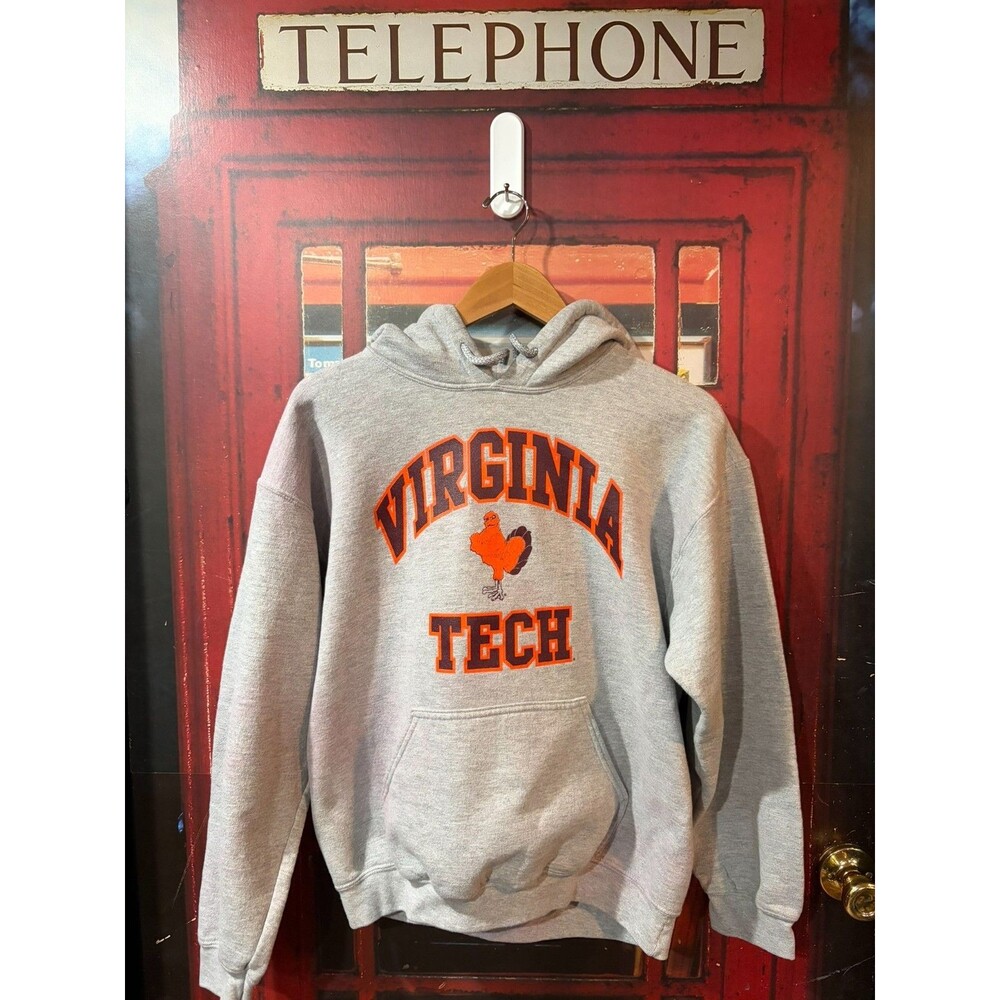 Vintage Y2K Virginia Tech Hokies Fighting Gobbler Grey Gildan Sweatshirt M NCAA